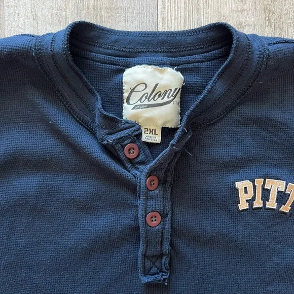 PITT Panthers Navy Blue Thermal Waffle Knit Henley Long Sleeve Shirt XXL - Picture 5 of 8